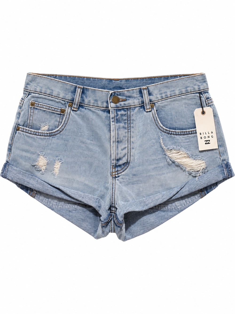 Billabong Women's Get Low Distressed Denim Shorts Light Wash Size 29 NWT